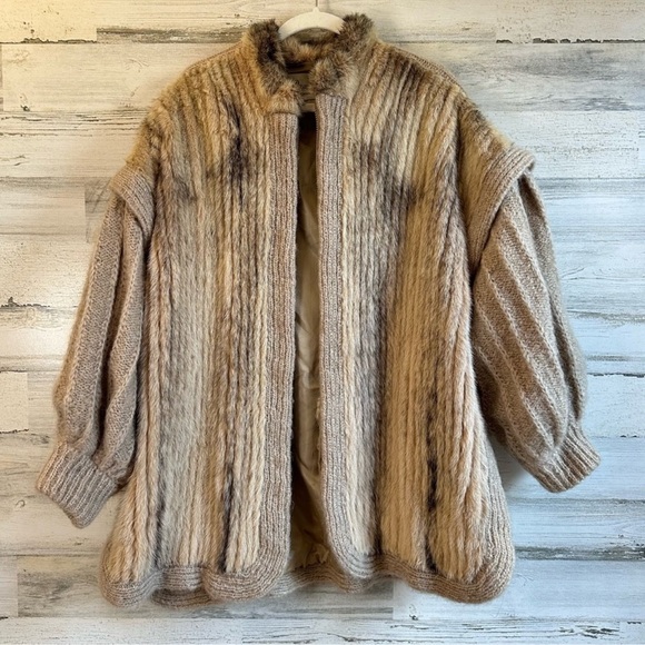 Sol Braunstein Jackets & Blazers - Sol Braunstein Faux Fur Mink Zip Outer Jacket Shacket XL
